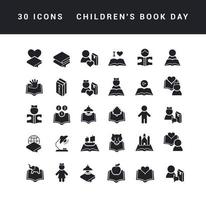 Vector Simple Icons of Childrens Book Day