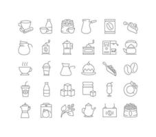 conjunto de iconos lineales de café vector