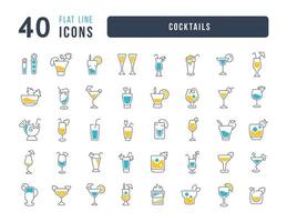 Set of linear icons of Cocktails vector