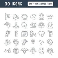 Vector Line Icons of Day of Human Space Flight