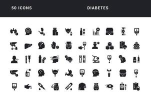 conjunto de iconos simples de diabetes vector