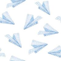 watercolor seamless pattern with paper airplanes. cute print on back to school theme. vector
