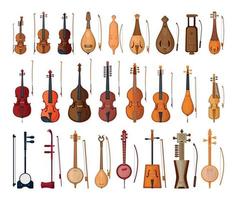 Set of Bowed String Instruments vector