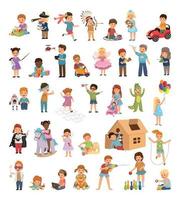 Children Playing with Toys vector