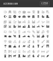 Set of simple icons of Azerbaijan vector