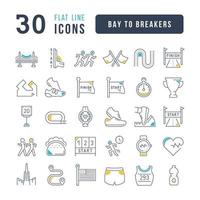 Set of linear icons of Bay to Breakers vector