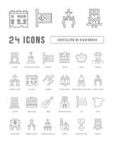 Set of linear icons of Castellers De Vilafranca vector