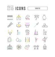 Set of linear icons of Crete vector