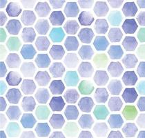 watercolor seamless pattern with abstract bee honeycombs. blue and green hexagons on white background. abstract print vector