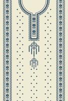 Ethnic blue color dress embroidery geometric pattern on white cream background. Tribal art fashion for shirts. vector