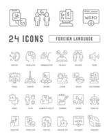 Set of linear icons of Foreign Language vector