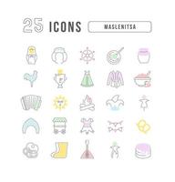 Vector Line Icons of Maslenitsa