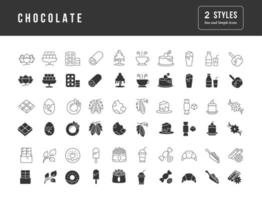 conjunto de iconos simples de chocolate vector