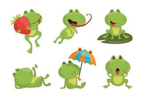 Set of Illustrations with Frog Character vector