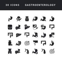conjunto de iconos simples de gastroenterología vector
