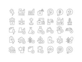 Set of linear icons of Energy Technology vector