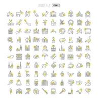 Set of linear icons of Austria vector