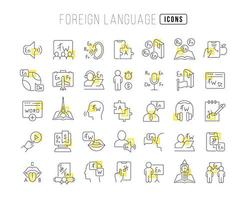 Set of linear icons of Foreign Language vector