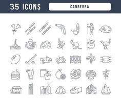 conjunto de iconos lineales de canberra vector