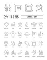 Set of linear icons of Canada Day vector