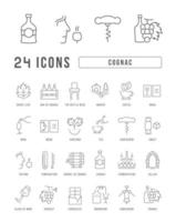 Set of linear icons of Cognac vector