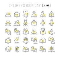 Vector Line Icons of Childrens Book Day