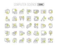 Set of linear icons of Computer Science vector