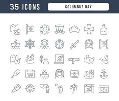 conjunto de iconos lineales del día de colón vector