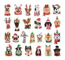colección de perros con disfraces navideños vector