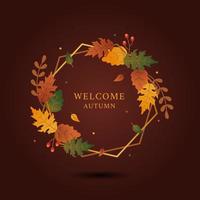 Elegant hexagram golden shape frame of autumn greeting vector