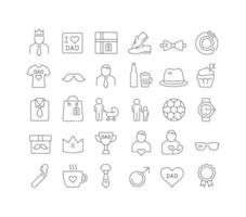 Set of linear icons of Father's Day vector