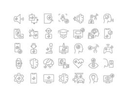 Set of linear icons of Artificial Intelligence vector