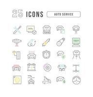 Set of linear icons of Auto Service vector