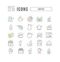 Set of linear icons of Coffee vector