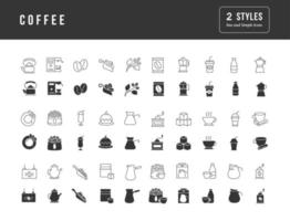 conjunto de iconos simples de café vector