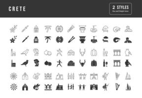 Set of simple icons of Crete vector