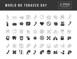 vector iconos simples del día mundial sin tabaco