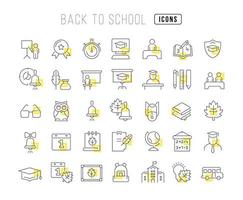 Set of linear icons of Back to School vector