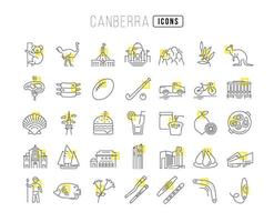 Set of linear icons of Canberra vector