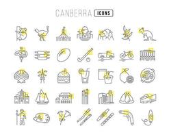 Set of linear icons of Canberra vector