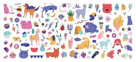 Collection of Colored Doodle Stickers