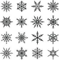 Set of Linear Snowflakes vector