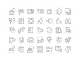 Set of linear icons of Computer Science