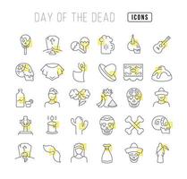 Vector Line Icons of Day of the Dead