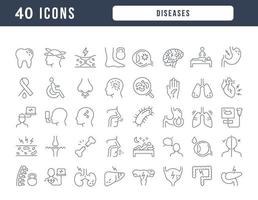 Set of linear icons of Diseases vector