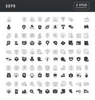 conjunto de iconos simples de gdpr vector