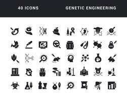 conjunto de iconos lineales de ingeniería genética vector