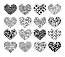 Abstract Hearts Illustrations in Art Ink Style vector