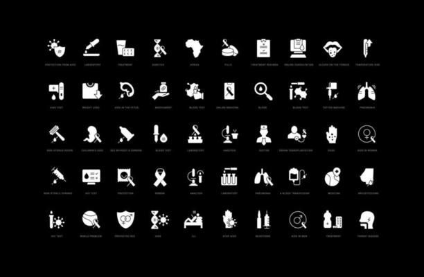 Set of simple icons of AIDS and HIV
