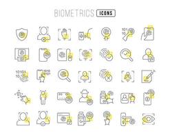 Set of linear icons of Biometrics vector